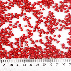 Rouge Cuisson de peinture perles de rocaille en verre, rouge, 6/0, 4~5x3~4mm, Trou: 1~2mm, environ500 pcs / 50 g, 50 g / sac, 18sacs/2livres