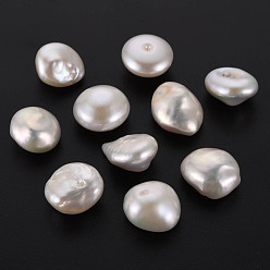 Seashell Color Natural Keshi Pearl Beads, Cultured Freshwater Pearl, No Hole/Undrilled, Nuggets, Seashell Color, 15~19x14~16x9~10mm