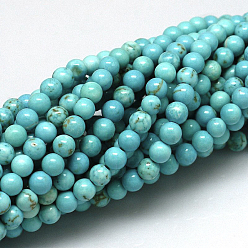 Howlite Natural Magnesite Beads Strands, Dyed & Heated, Round, 6mm, Hole: 1mm, about 63~65pcs/strand, 16 inch