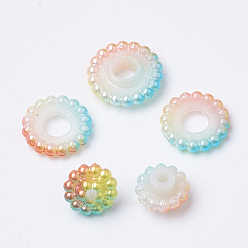 Yellow Imitation Pearl Acrylic Beads, Berry Beads, Combined Beads, Rainbow Gradient Mermaid Pearl Beads, Round, Yellow, 10mm, Hole: 1mm, about 200pcs/bag