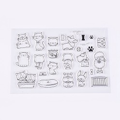 Clear Silicone Stamps, for DIY Scrapbooking, Photo Album Decorative, Cards Making, Cat and Dog, Clear, 6~38x7~33mm