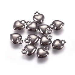 Gunmetal Tibetan Style Alloy Charms, Lead Free, Nickel Free and Cadmium Free, Heart, Gunmetal, 11.5mm long, 9mm wide, 4.5mm thick, hole: 1.5mm