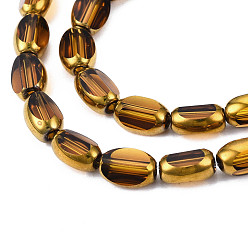 Goldenrod Electroplate Glass Beads Strands, Edge Plated, Oval, Goldenrod, 7x4.5x4mm, Hole: 0.8mm, about 50pcs/strand, 13.07~13.15 inch(33.2~33.4cm)