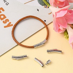 Stainless Steel Color 304 Stainless Steel Bayonet Clasps, Tube, Stainless Steel Color, 28x6x6.5mm, Hole: 4mm