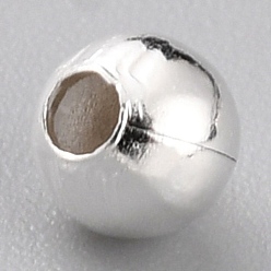 Plaqué 925 Argent Sterling Laiton perles d'entretoise, plaqué longue durée, ronde, 925 argent sterling plaqué, 3.5mm, Trou: 1.4mm