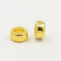 Golden Tibetan Style Alloy Beads, Rondelle, Bead Spacers, Cadmium Free & Lead Free, Golden, 7x4mm, Hole: 3mm