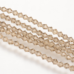 BurlyWood Imitation Austrian Crystal 5301 Bicone Beads, Faceted Glass Beads Strands, BurlyWood, 6x6mm, Hole: 1.2mm, about 47~48pcs/strand, 10.24 inch~10.43 inch(26~26.5cm)