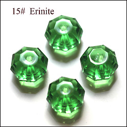 Vert Imitations de perles de cristal autrichien, grade de aaa, facette, octogone, verte, 6x4mm, Trou: 0.7~0.9mm