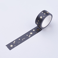 Black DIY Scrapbook Decorative Paper Tapes, Adhesive Tapes, Snowflake, Black, 15mm