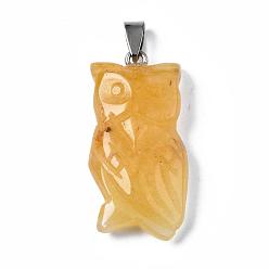 Mixed Stone Gemstone Pendants, with Brass Clasps, Mixed Style, Owl, for Halloween, Platinum, Mixed Stone, 45x21x9mm, Hole: 11x4mm, 12pcs/box