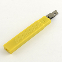 Yellow 60# Stainless Steel Utility Knives with Plastic Covers, Yellow, 85x9x0.5mm, 10pcs/box