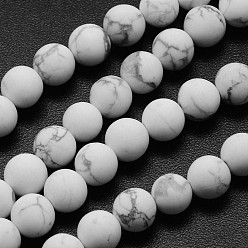 Howlite Natural Howlite Beads Strands, Frosted, Round, 6mm, Hole: 0.8mm, about 60pcs/strand, 14.1 inch