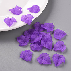 Purple Autumn Theme Transparent Frosted Acrylic Pendants, Maple Leaf, Purple, 24x22.5x3mm, Hole: 1mm, about 962pcs/500g