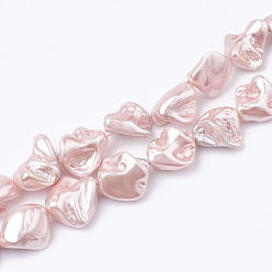 Pink Оболочки нити шарик перлы, самородок, розовые, 13~27x12~23x6~21 мм, отверстие : 1 мм, около 18~24 шт / нитка, 14.96 дюйм ~ 16.14 дюйм