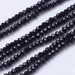 Noir Chapelets de perles en verre transparentes  , facette, rondelle, noir, 3x2mm, Trou: 0.5mm, Environ 160~165 pcs/chapelet, 15.35 pouces ~ 15.75 pouces (39~40 cm)