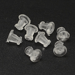 Прозрачный Пластиковые гайки для ушей, спинки для серьги, прозрачные, 5x5 мм, отверстия: 0.5 мм, около 9000 шт / мешок