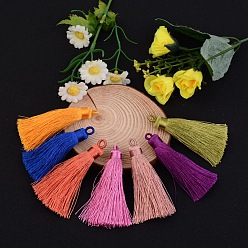 Couleur Mélangete Pompon en nylon grandes décorations pendantes, couleur mixte, 70~74x11mm, Trou: 4mm