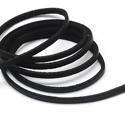 Noir Fil de daim, cordon suede, dentelle de faux suède, un côté couvrant de simili cuir, noir, 2.7x1.4mm, environ 98.42 yards (90m)/rouleau