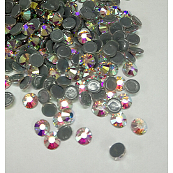 Crystal AB Glass Hotfix Rhinestone, Grade AA, Flat Back & Faceted, Half Round, Crystal AB, SS20, 4.6~4.8mm, about 1440pcs/bag