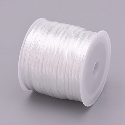 WhiteSmoke Nylon Rattail Satin Cord, Beading String, for Chinese Knotting, Jewelry Making, WhiteSmoke, 1mm, about 32.8 yards(30m)/roll