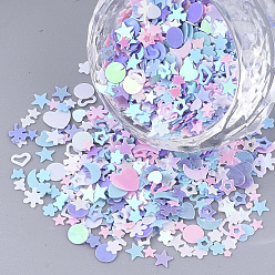 Mixed Color Ornament Accessories, PVC Plastic Paillette/Sequins Beads, No Hole/Undrilled Beads, Mixed Shapes, Mixed Color, 1.5~6.5x1.5~8x0.4~0.7mm
