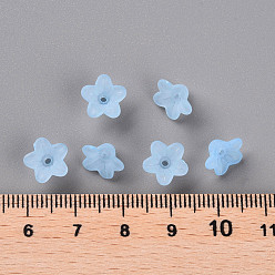 Cornflower Blue Transparent Acrylic Beads, Flower, Frosted, Cornflower Blue, 12x7mm, Hole: 1mm, about 4600pcs/500g