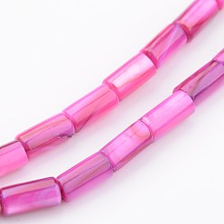 Rose Foncé Shell normal de perles brins, teint, colonne, rose foncé, 8x4mm, Trou: 0.5mm, Environ 50 pcs/chapelet, 15.7 pouce