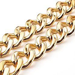 Light Gold UV Plating ABS Plastic Curb Chains, Twisted Chains, Light Gold, 39x31.5x9mm, about 39.37 inch(1m)/strand