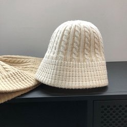 Dentelle Vieille Chapeau cloche en tricot de fibres de polyacrylonitrile, bonnet d'hiver au crochet pour femme, vieille dentelle, 550~560x230mm