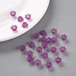 Фиолетовый Прозрачные акриловые шарики, Цветок тюльпана, ландыш, матовые, фиолетовые, 10x6 мм, отверстие : 1.5 мм, Около 2100 шт / 500 г
