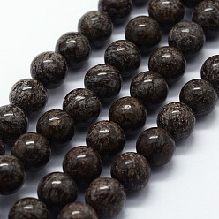 Snowflake Obsidian Natural Snowflake Obsidian Beads Strands, Round, 8mm, Hole: 1mm, about 46pcs/strand, 14.76 inch(37.5cm)