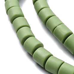 Olive Terne Polymère main brins d'argile de perles, colonne, vert olive, 6.5x6mm, Trou: 1.2mm, Environ 61 pcs/chapelet, 15.75 pouce (40 cm)