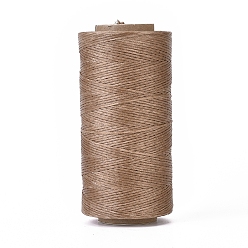 Camel Waxed Polyester Cord, Micro Macrame Cord, Waxed Sewing Thread, Flat, Camel, 0.8mm, about 284.33 yards(260m)/roll