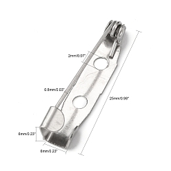 Platinum Iron Brooch Pin Back Safety Catch Bar Pins with 2-Hole, Platinum, 25x6x6mm, Hole: 2mm, Pin: 0.8mm