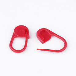 Red Plastic Knitting Crochet Locking Stitch Markers Holder, Red, 21x11x3mm, Hole: 8x10mm, about 200pcs/bag