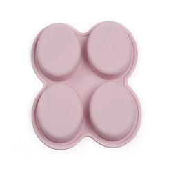 Pink Food Grade Silicone Molds, Fondant Molds, For DIY Cake Decoration, Chocolate, Candy, UV Resin & Epoxy Resin Jewelry Making, Oval, Pink, 182x148x23.5mm, Oval: 76x57.5mm