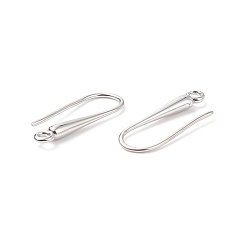 Platinum Eco-Friendly Brass Earring Hooks, Ear Wire, Cadmium Free & Nickel Free & Lead Free, Platinum, 21x9x2.3~2.8mm, Hole: 1.5mm, 20 Gauge, Pin: 0.8mm