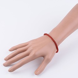 Carnelian Natural Carnelian(Dyed & Heated) Beaded Stretch Bracelets, with Elastic Fibre Wire, 2-1/4 inch(55mm)