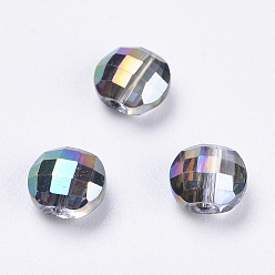 Colorful Imitation Austrian Crystal Beads, Grade AAA, Faceted, Flat Round, Colorful, 6x4mm, Hole: 0.7~0.9mm
