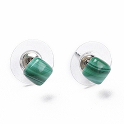 Malachite Natural Malachite Ear Studs, with 304 Stainless Steel Ear Studs, 15.5x6x6mm, Pin: 0.6mm