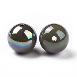 Dark Slate Gray ABS Plastic Beads, AB Color Plated, Round, Dark Slate Gray, 16x15mm, Hole: 2mm