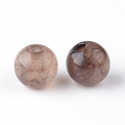 Camel Crackle Acrylic Beads, Two Tone Color, Round, Camel, 8mm, Hole: 1.5~2mm, about 1840pcs/500g