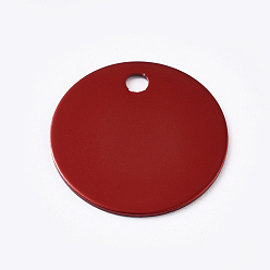Red Aluminum Pendants, Blank Tags, Flat Round, Red, 25x1mm, Hole: 3mm