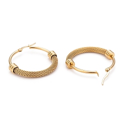 Golden 304 Stainless Steel Mesh Hoop Earrings, Hypoallergenic Earrings, Ring, Golden, 38x6mm, Pin: 0.8x1mm