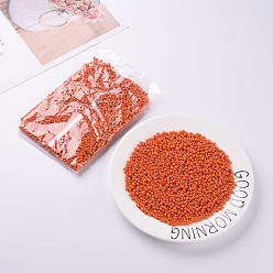 Orange Red Baking Paint Glass Seed Beads, Orange Red, 8/0, 3mm, Hole: 1mm, about 1111pcs/50g, 50g/bag, 18bags/2pounds