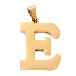 Letter E 304 Stainless Steel Pendants and Stud Earrings Jewelry Sets, Alphabet, Letter.E, 20~23x13~19x1.5mm, Hole: 6x3mm, 6~10x6~9x1mm, Pin: 0.8mm