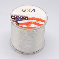 White Flat Elastic Crystal String, Elastic Beading Thread, for Stretch Bracelet Making, White, 0.6mm, about 328.08 yards(300m)/roll
