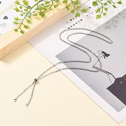 Stainless Steel Color 304 Stainless Steel Slider Necklace Making, Cable Chains Bolo Necklace Making, Stainless Steel Color, 23-5/8 inch(60cm)