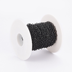 Electrophoresis Black 304 из нержавеющей стали цепи Роло, отрыгивающая цепь, с катушкой, несварные, электрофорез черный, Коннекторы : 3.5x0.6 мм, около 32.8 футов (10 м) / рулон