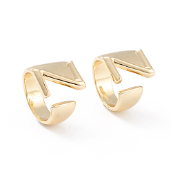 Letter Z Brass Cuff Rings, Open Rings, Long-Lasting Plated, Real 18K Gold Plated, Letter.Z, Size 6, 17mm
